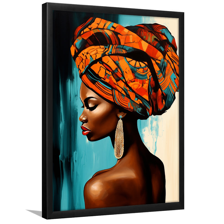 African Woman Painting Art White And Blue Background, Painting Art, Framed Art Prints Wall Decor