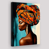 African Woman Painting Art White And Blue Background, Painting Art, Canvas Prints Wall Art Home Decor