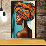 African Woman Painting Art White And Blue Background, Painting Art, Canvas Prints Wall Art Home Decor