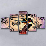 African Woman Painting, Ethnic Wall Art 5 Panels, Canvas Prints Wall Art Decor, Large Canvas Art