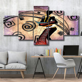 African Woman Painting, Ethnic Wall Art 5 Panels, Canvas Prints Wall Art Decor, Large Canvas Art