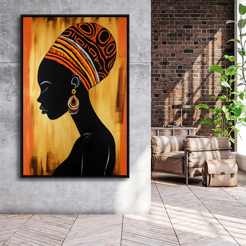 African Woman Wall Art Afrocentric V1,Framed Canvas Prints,Floating Frame, Wall Art Home Decor