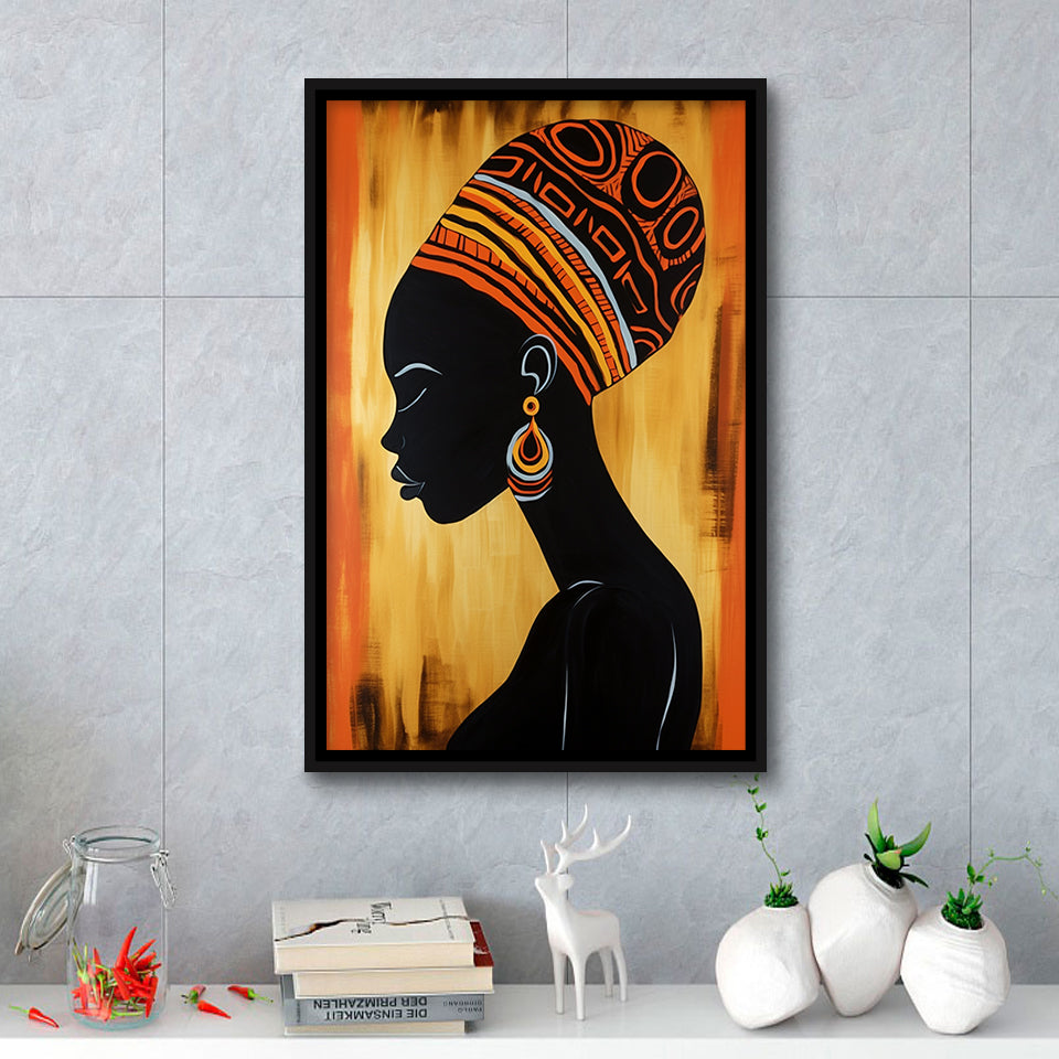 African Woman Wall Art Afrocentric V1,Framed Canvas Prints,Floating Frame, Wall Art Home Decor
