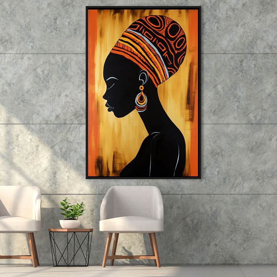 African Woman Wall Art Afrocentric V1,Framed Canvas Prints,Floating Frame, Wall Art Home Decor