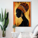 African Woman Wall Art Afrocentric V1,Framed Canvas Prints,Floating Frame, Wall Art Home Decor