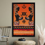 African Woman Masks Pattern Style Framed Canvas Prints Wall Art - Painting Canvas,Wall Decor, Painting Prints, Floating Frame