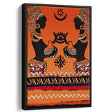 African Woman Masks Pattern Style Framed Canvas Prints Wall Art - Painting Canvas,Wall Decor, Painting Prints, Floating Frame