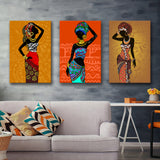 African Woman Set of 3 Piece Canvas Prints Wall Art Decor