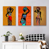 African Woman Set of 3 Piece Canvas Prints Wall Art Decor