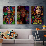 African Women Portrait Canvas Wall Art For Living Room Decoration Set of 3 Piece Canvas Prints Wall Art Decor
