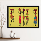 African Women Traditional Dress Framed Canvas Prints Wall Art - Painting Canvas,African Art,Wall Decor, Floating Frame, For Sale