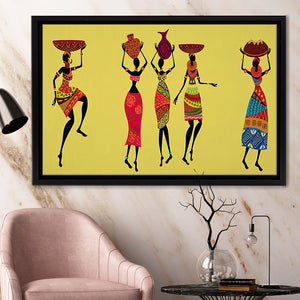 African Women Traditional Dress Framed Canvas Prints Wall Art - Painting Canvas,African Art,Wall Decor, Floating Frame, For Sale