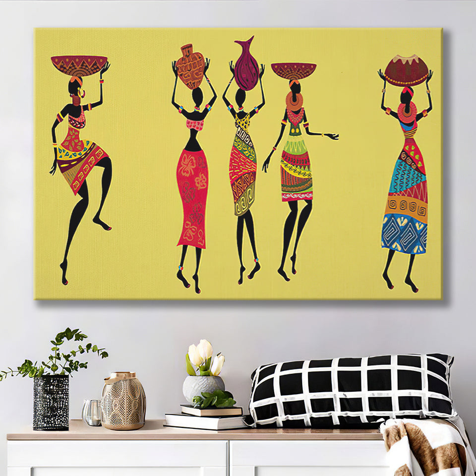 African Women Traditional Dress Canvas Prints Wall Art - Painting Canvas, African Art, Home Wall Decor, Painting Prints, For Sale