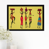 African Women Traditional Dress Framed Canvas Prints Wall Art - Painting Canvas,African Art,Wall Decor, Floating Frame, For Sale