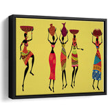 African Women Traditional Dress Framed Canvas Prints Wall Art - Painting Canvas,African Art,Wall Decor, Floating Frame, For Sale