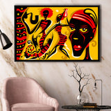 African Triptych Framed Canvas Prints Wall Art Decor, Framed Picture, Floating Frame