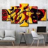 African Triptych 5 Piece Canvas Prints Wall Art Decor, Multi Panels, Mixed Canvas