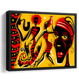 African Triptych Framed Canvas Prints Wall Art Decor, Framed Picture, Floating Frame