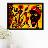 African Triptych Framed Canvas Prints Wall Art Decor, Framed Picture, Floating Frame