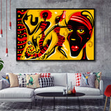 African Triptych Framed Canvas Prints Wall Art Decor, Framed Picture, Floating Frame