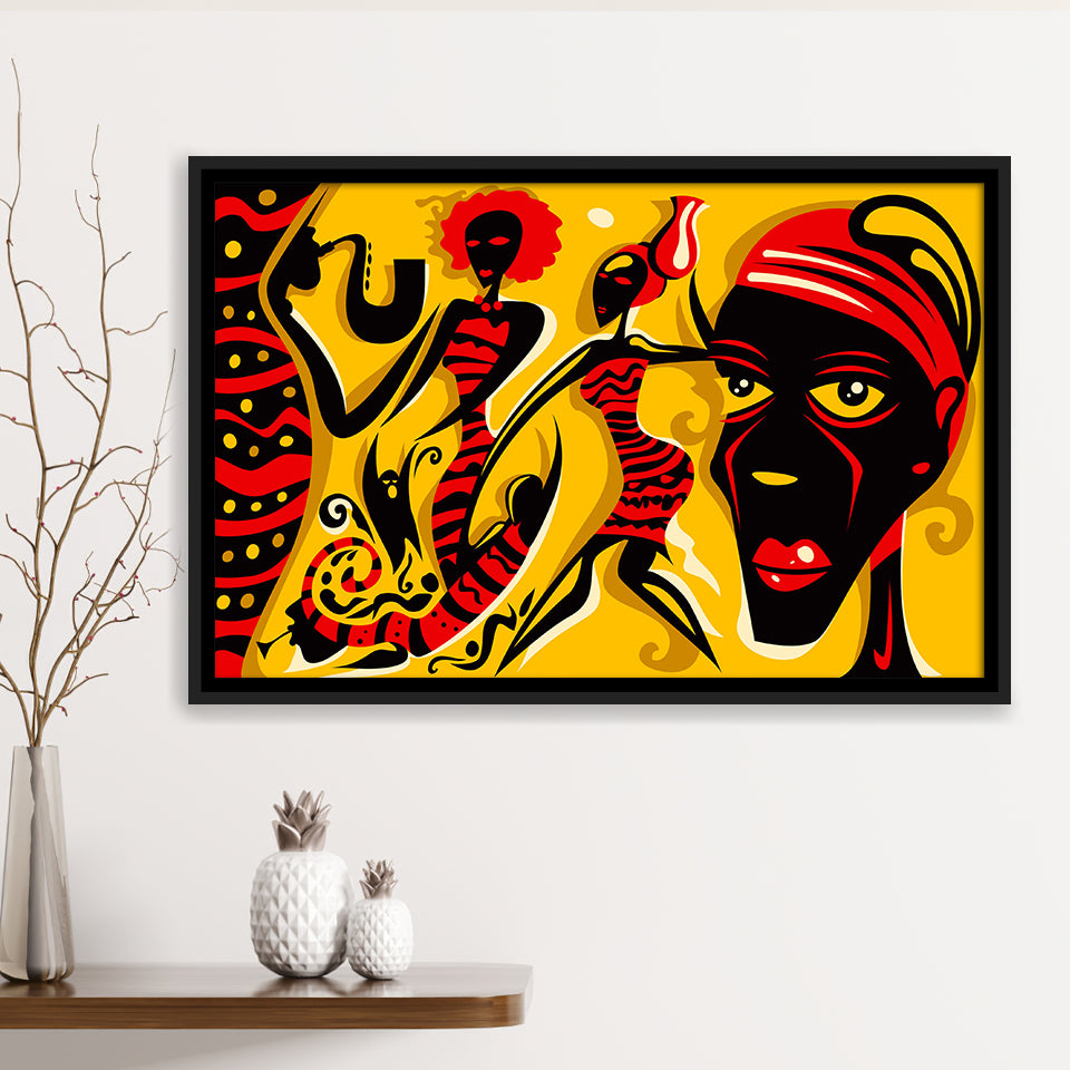 African Triptych Framed Canvas Prints Wall Art Decor, Framed Picture, Floating Frame