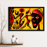 African Triptych Framed Canvas Prints Wall Art Decor, Framed Picture, Floating Frame