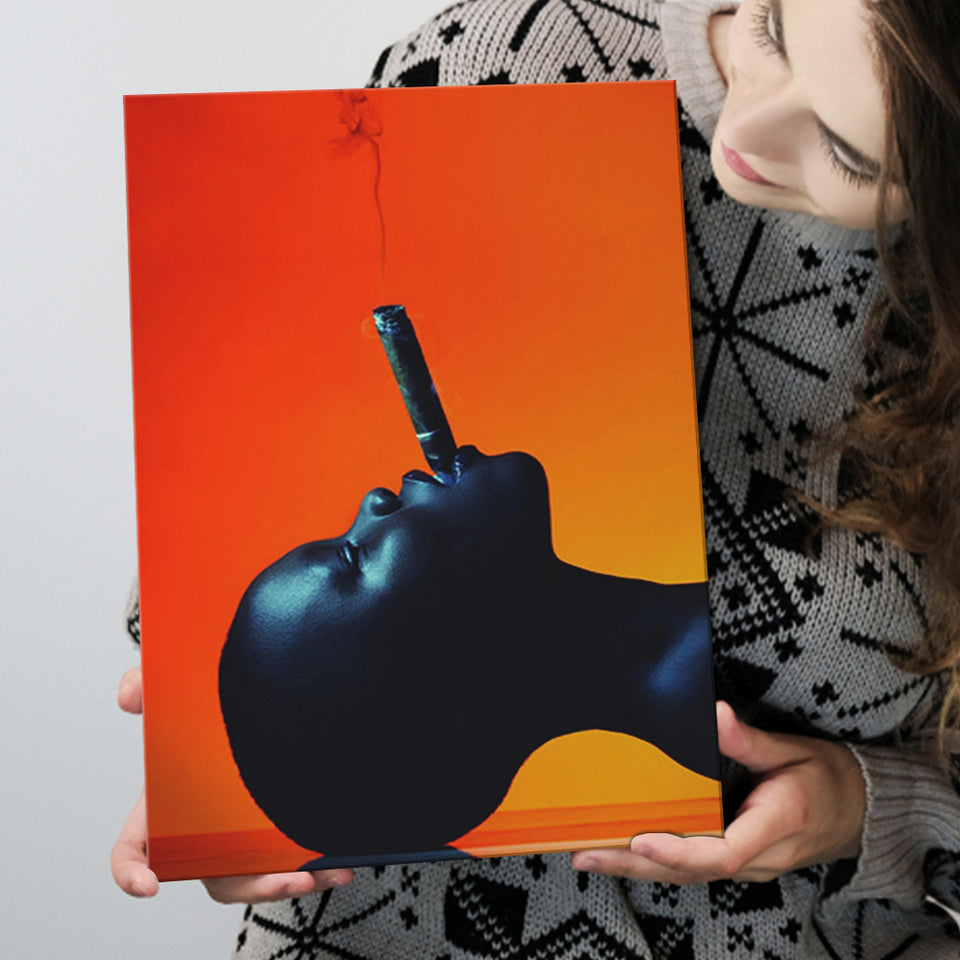 African Woman, Black Woman Smooking Cigar Canvas Prints Wall Art Home Decor