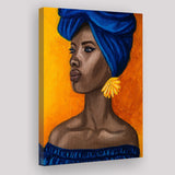 African Woman Blue Dress Oil Painting Canvas Prints Wall Art Home Decor