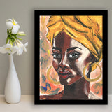 African Woman In Turban Portrait In Pop Art Style Framed Art Print Wall Art Decor,Framed Picture