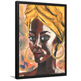 African Woman In Turban Portrait In Pop Art Style Framed Art Print Wall Art Decor,Framed Picture