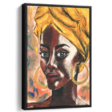 African Woman In Turban Portrait In Pop Art Style Framed Canvas Prints Wall Art Home Decor, Floating Frame