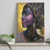 African Woman Violet Arabica Oil Painting Canvas Prints Wall Art Home Decor