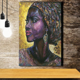 African Woman Violet Arabica Oil Painting Canvas Prints Wall Art Home Decor