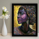 African Woman Violet Arabica Oil Painting Framed Art Print Wall Art Decor,Framed Picture