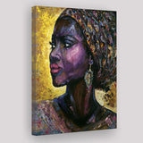 African Woman Violet Arabica Oil Painting Canvas Prints Wall Art Home Decor
