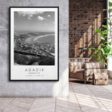 Agadir, Morocco Black And White Art Framed Canvas Prints Wall Art Home Decor, Floating Frame