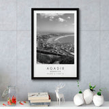 Agadir, Morocco Black And White Art Framed Canvas Prints Wall Art Home Decor, Floating Frame