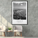 Agadir, Morocco Black And White Art Framed Canvas Prints Wall Art Home Decor, Floating Frame