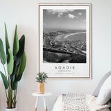Agadir, Morocco Black And White Art Framed Canvas Prints Wall Art Home Decor, Floating Frame