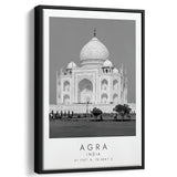 Agra, India Black And White Art Framed Canvas Prints Wall Art Home Decor, Floating Frame