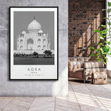 Agra, India Black And White Art Framed Canvas Prints Wall Art Home Decor, Floating Frame
