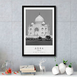 Agra, India Black And White Art Framed Canvas Prints Wall Art Home Decor, Floating Frame