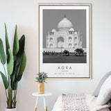Agra, India Black And White Art Framed Canvas Prints Wall Art Home Decor, Floating Frame
