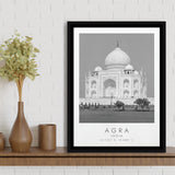 Agra, India Black And White Art Framed Canvas Prints Wall Art Home Decor, Floating Frame