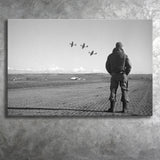 Airforce Pilot Black And White Print, Military Veterans Canvas Prints Wall Art Home Decor