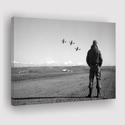 Airforce Pilot Black And White Print, Military Veterans Canvas Prints Wall Art Home Decor