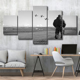 Airforce Pilot Black And White Print, Military Veterans 5 Panels, Canvas Prints Wall Art Decor, Large Canvas Art