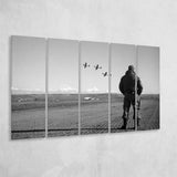 Airforce Pilot Black And White Print, Military Veterans Larger Canvas Art, 5 Piece Canvas Prints Wall Art Decor