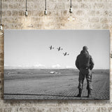 Airforce Pilot Black And White Print, Military Veterans Canvas Prints Wall Art Home Decor