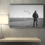 Airforce Pilot Black And White Print, Military Veterans Canvas Prints Wall Art Home Decor